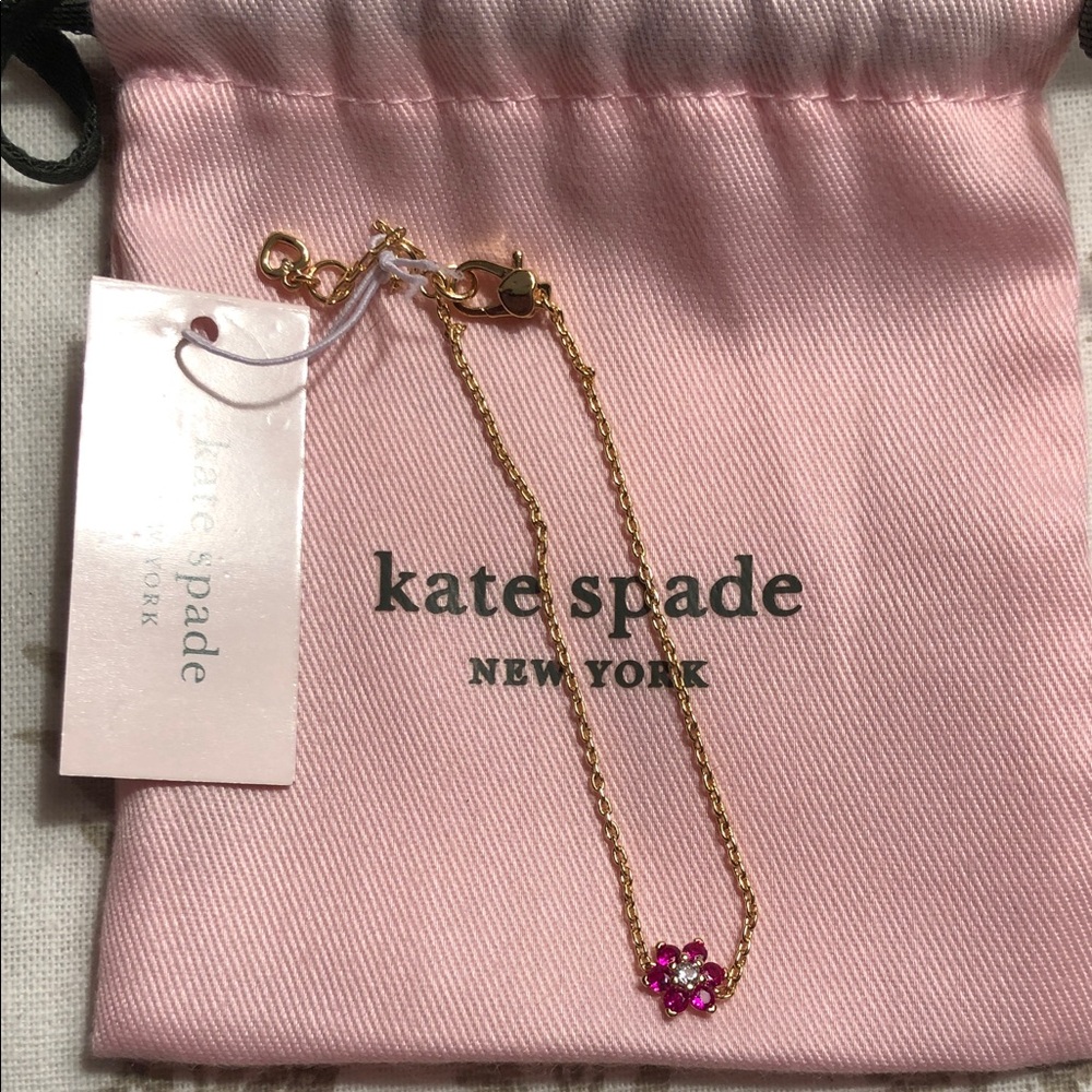 Kate Spade Gold Chain Bracelet with Pink Floral Accent